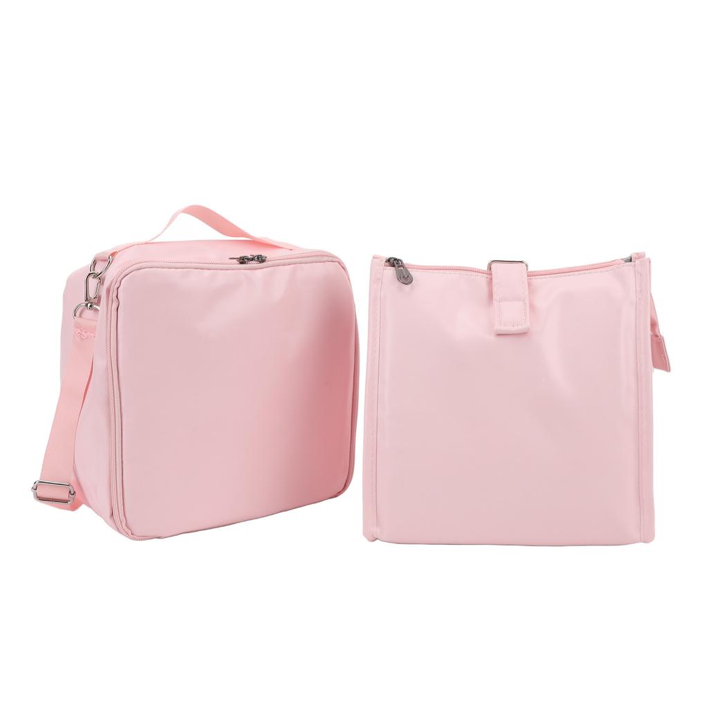 2 Pieces Insulated Lunch Bags PU PVC Waterproof Reusable Leakproof Large Capacity Lunch Handbag with Shoudler Strap Pink