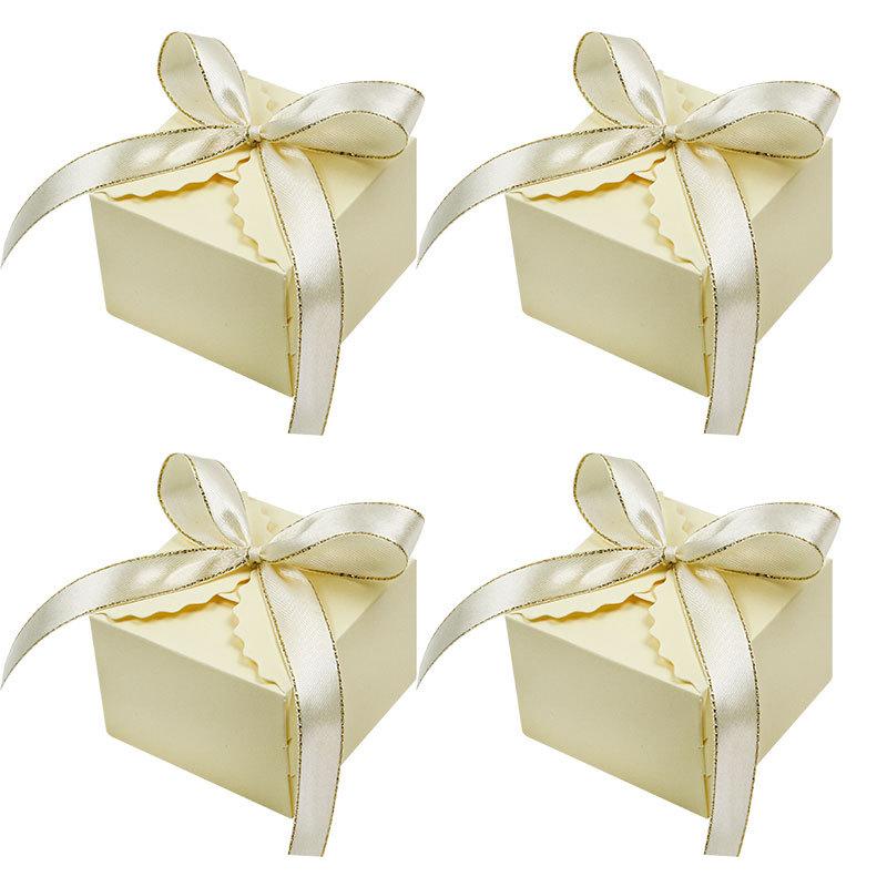 European Candy Box, Five-Color Bow Square Wavy Candy Box, Wedding Gift Packaging Box.