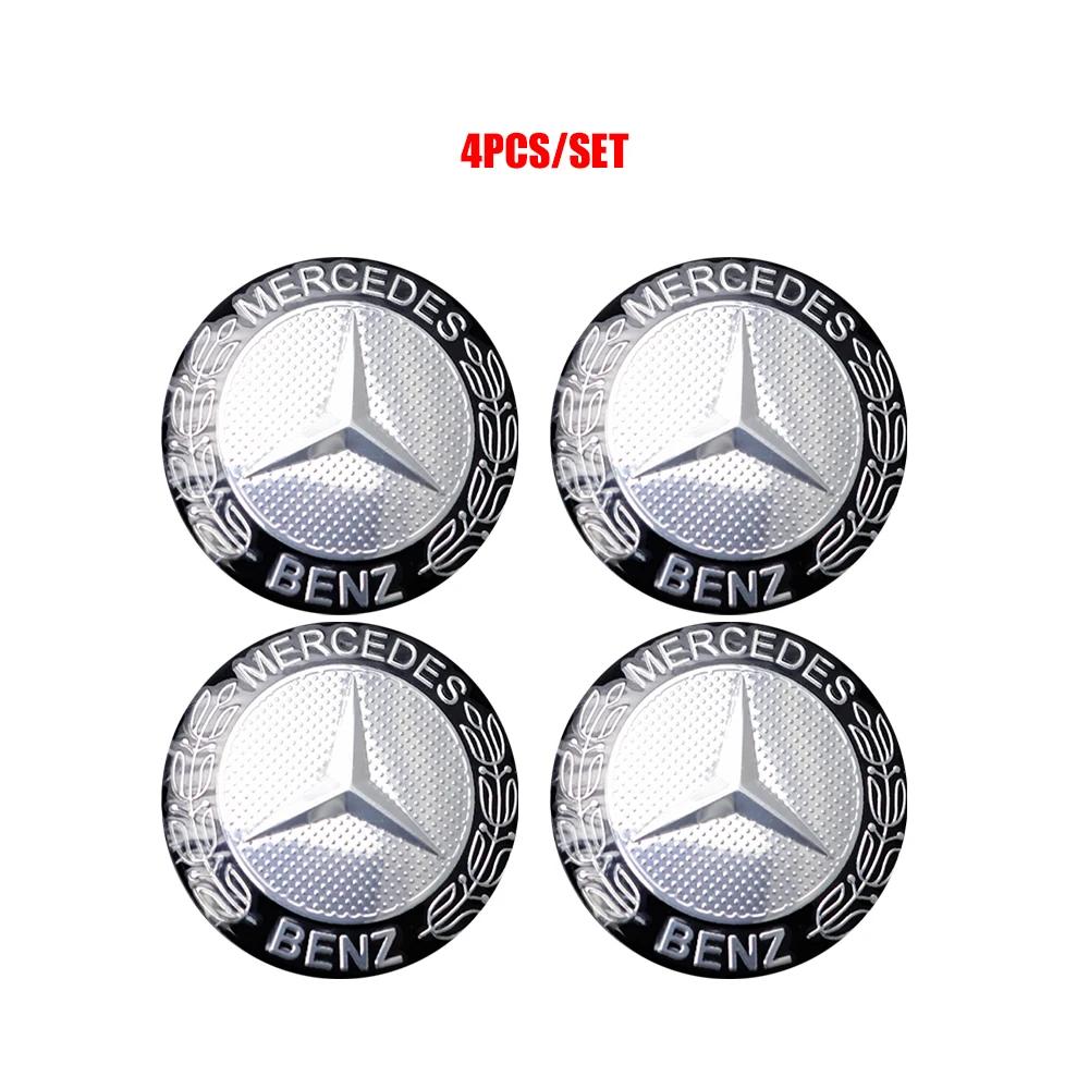 For Mercedes Benz 4PCS 56/60/65mm Car Tyre Wheel Center Hub Cap Sticker For Mercedes Benz A/B/C/E/S Class GLC GLK CLA W126 W210