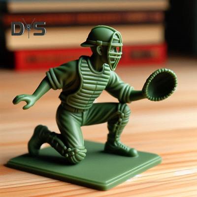 Green Baseball Player Figurine Pitcher Catcher Fielder Baseball Soldier Statue Sculpture Model Toy Home Office Desktop Decoration Ornament