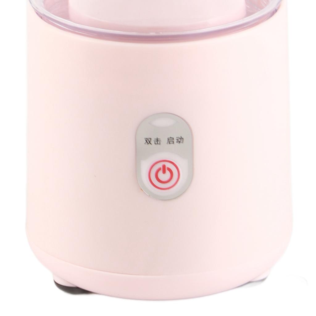 Juicer Machine Portable 500ml Mini Pink Juice Extractor 6 Leaf Blades USB Charging Juice Maker for