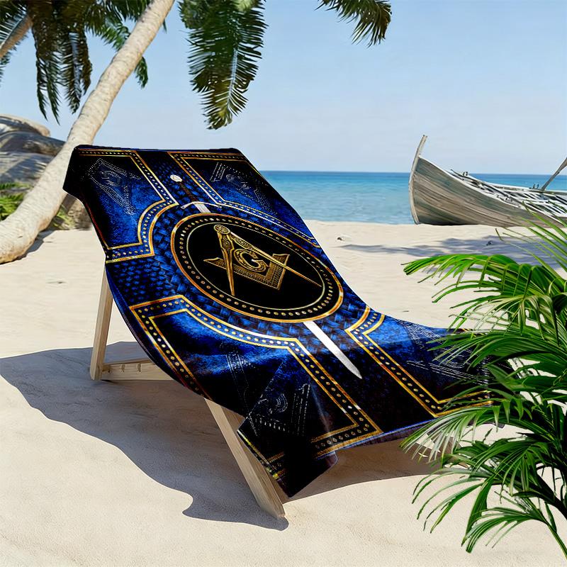 Masonic Freemason Print Beach Towel, Large Soft Quick Dry Towel for Beach Camping Swimming