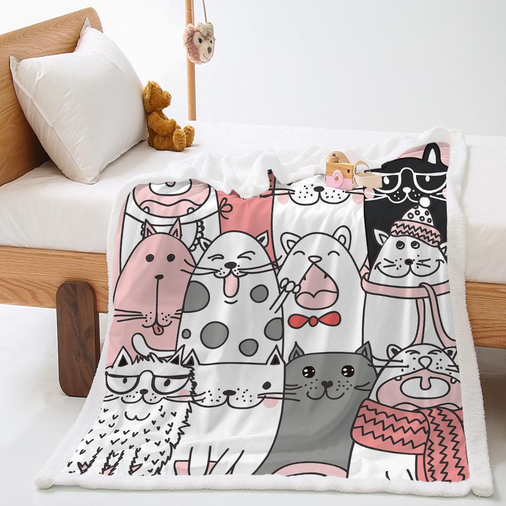 Blanket Cartoon Animal Blanket Lamb Fleece Crystal Fleece Blanket Home Office Application