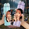 1PC Long Hair Girl Portrait Art Print 750ml Color Plastic Sports Water Bottle Leakproof Flip Straw Lid Suitable for Sports Office Home Use