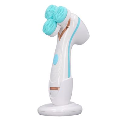 Electric Facial Cleansing Brush 3 Head Massage Facial Exfoliating Silicone Rechargeable Face Scrubber Portable Device