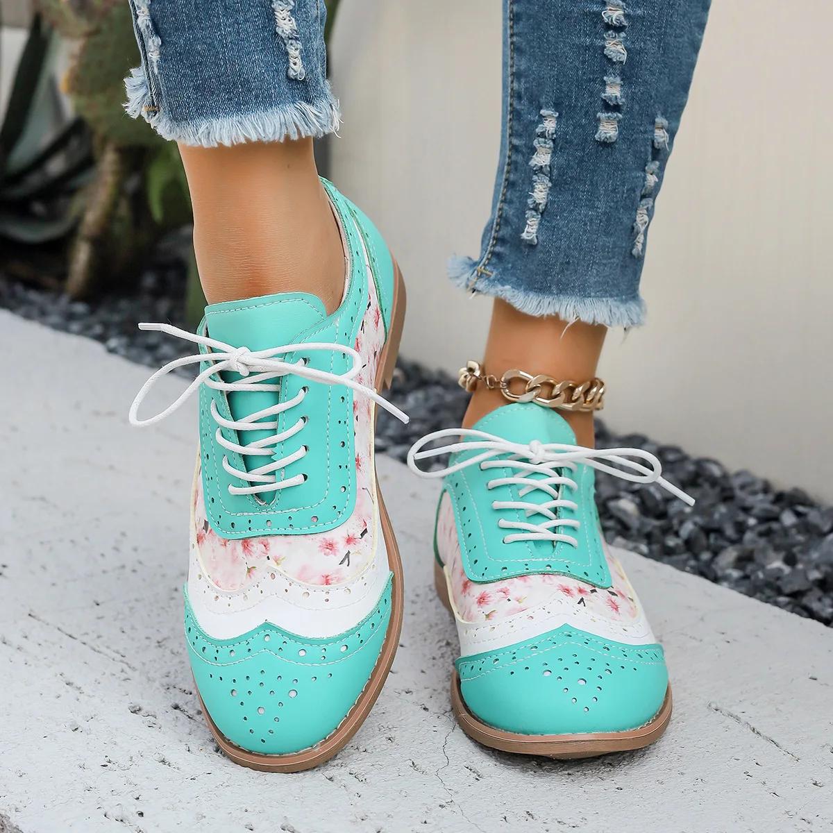 

Модные женские туфли на платформе в винтажном стиле, лоскутные туфли-оксфорды, осенние бронзовые туфли из искусственной кожи, женские модные туфли на плоской подошве Zapatos De Mujer 43