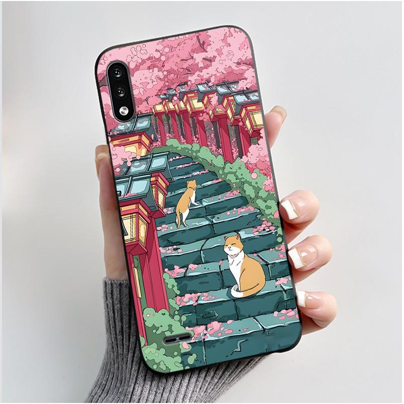 Casing For LG K22 Soft Case LMK200Z LMK200E LMK200B LM-K200 Aesthetic Cute Cat Cartoon Phone Back Cover Shockproof Black Bumper