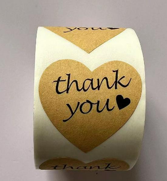 500 Kraft Paper Self-Adhesive Thank You Stickers for Baking Gifts Sealing Labels