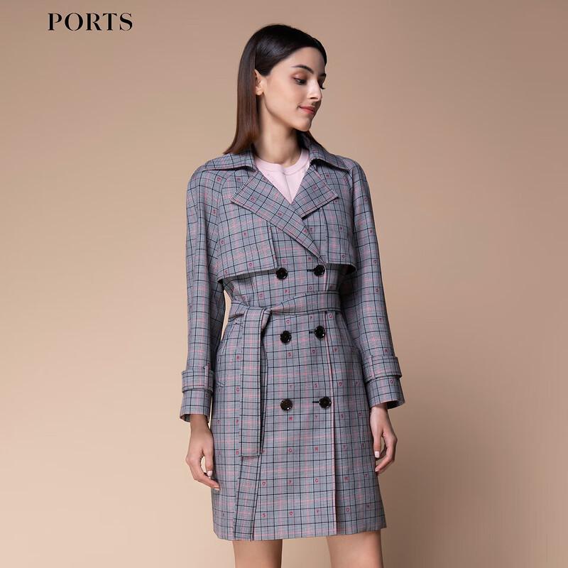 PORTS Women's British Style V-Neck Wool Blend Coat