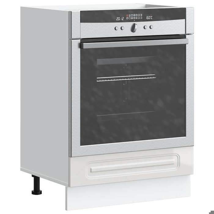 VidaXL Armoire à four Kalmar blanc brillant bois d'ingénierie, unité de four, armoire de four de cuisine, unité de base de 853519