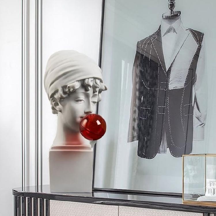 Unik Resin Blåser Bubblor Grekisk Figur Klassisk Grekisk Byssskulptur för att Lägga till Kul på Skrivbordet och i Bostadsutrymmet