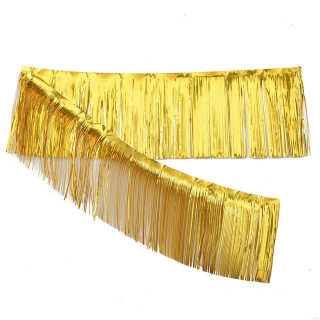 

2M Gorgeous Premium Fringe Tassel Banner Creative Party Foil Garlands Christmas Wedding Birthday Party Wall Ceiling Decoration 30 x 200cm золотой