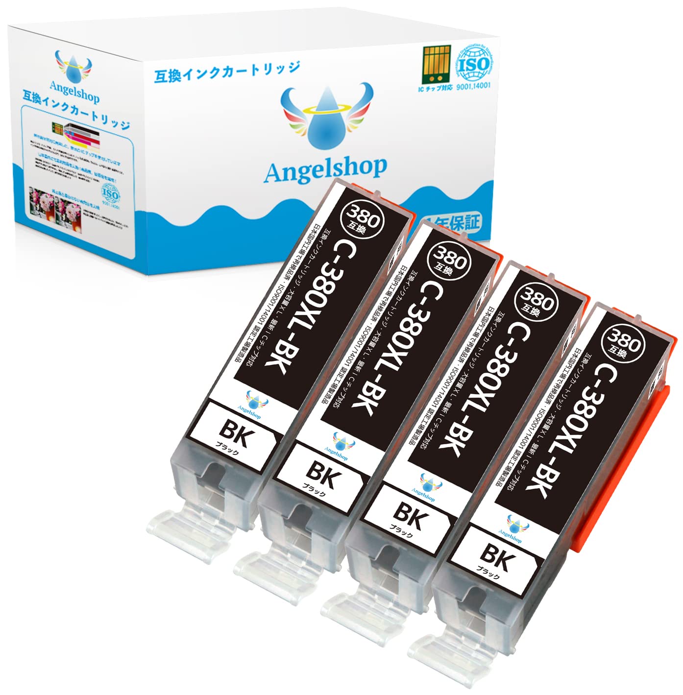

Angelshop PGBK Pigment Black of Compatible Canon Ink Cartridges with Level Indicator BCI-380XL (Set 4) High-Yield