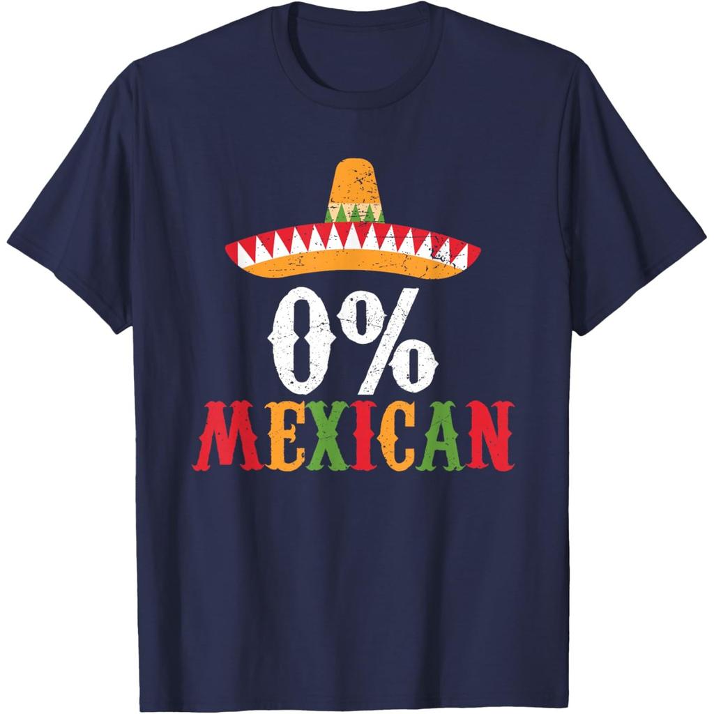 0 Prozent Mexikaner Lustiger Sombrero-Aufdruck Grafik-T-Shirt Lässiges Baumwoll-T-Shirt