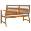 120 Cm Garden Bench with Cream Colored Cushions Solid Acacia Wood