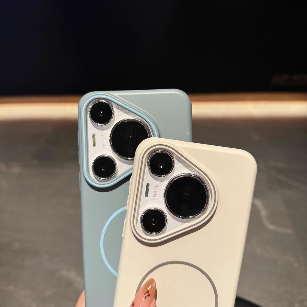 Suitable for Huawei P70 Ultra Soft PC Magnetic Suction Phone Case P60pro Solid Color Skin Feeling P50 Protective Case Large Hole