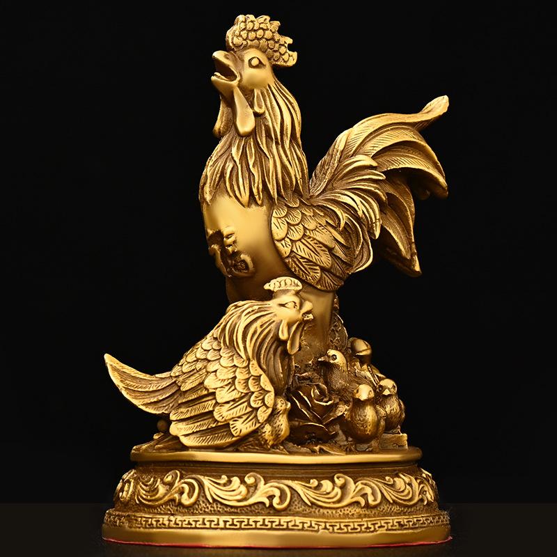 Pure Copper Twelve Zodiac Lucky Ornament, Auspicious Chicken For Family Happiness, Home Decoration, Living Room Tabletop