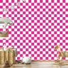 Checkerboard wallpaper white, purple and powder pink 50x1000