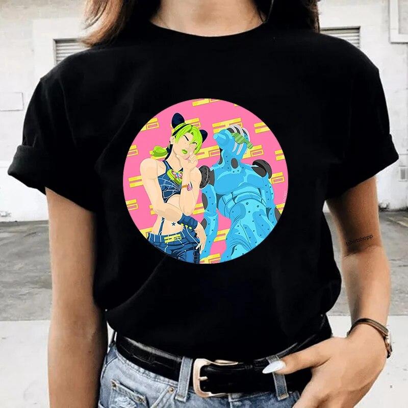 2021 New Jojo Bizarre Adventure T Shirt Women Japan Anime Summer Top T-shirt Golden Experience Ladybug T-Shirt Casual Hip Hop Unisex