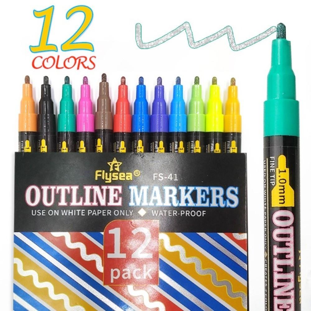 Multicolour Dual-Line Highlighter Water Soluble Acrylic Paint Pens  Glass Ceramic