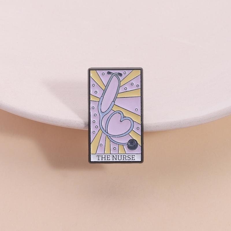 Tarot Cards Enamel Pins The Witch The Nurse Membership Card Reminder Notes Brooches Lapel Badge Fashion Jewelry Gift for Friends