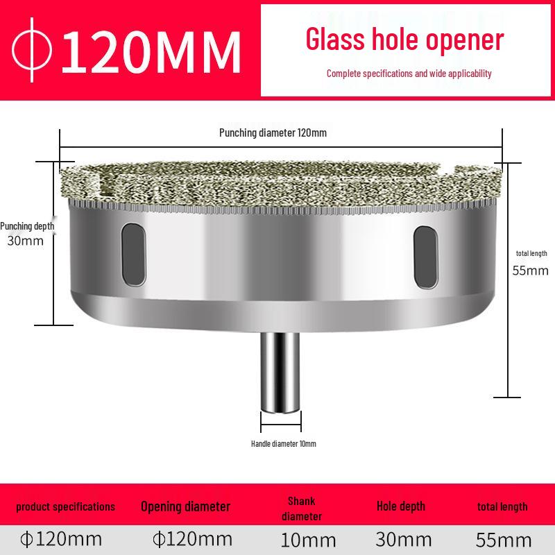 Emery Glass & Tile Drill Bit, 3-200mm Rotary Hole Saw for Marble