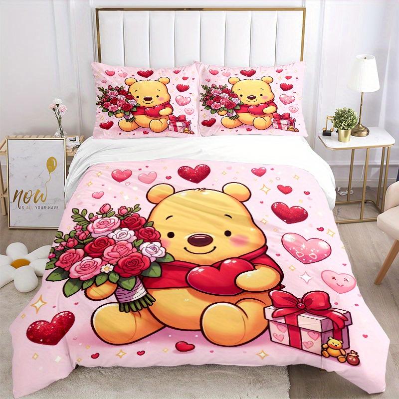 3pcs Set Bear, Flowers, Hearts Print Bedding Quilt Cover, Soft and Comfortable Quilt Cover Suitable for Bedroom and Guest Room19