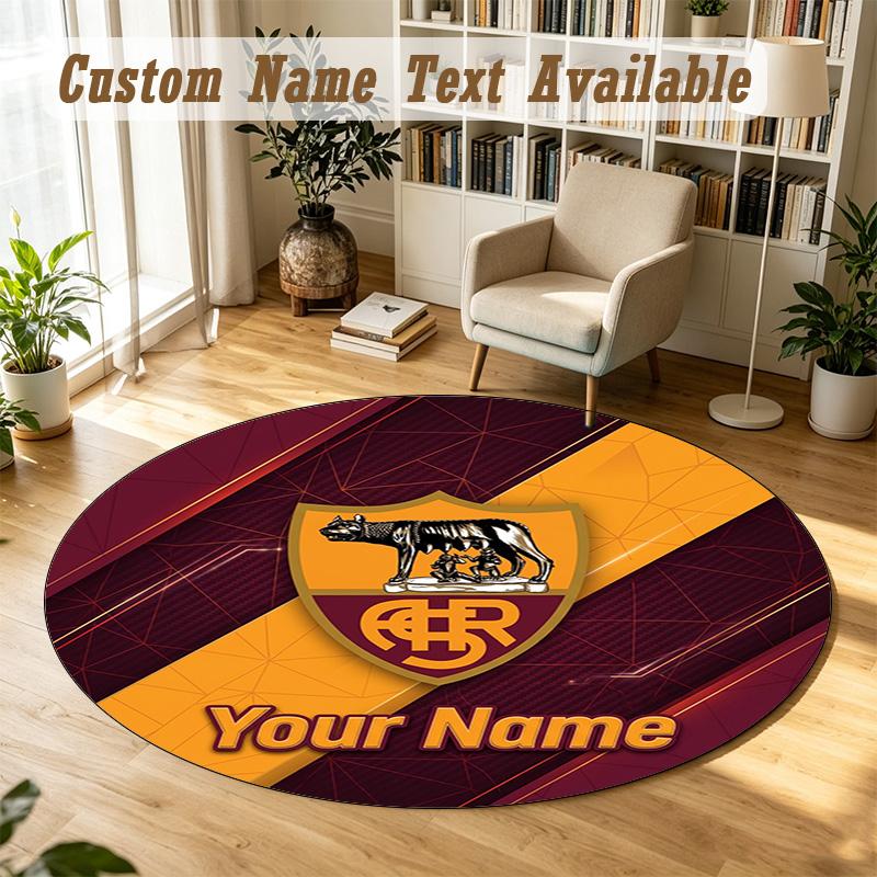 Round Rug Custom NameAS Roma Pattern Non Slip Carpet Home Floor Decor