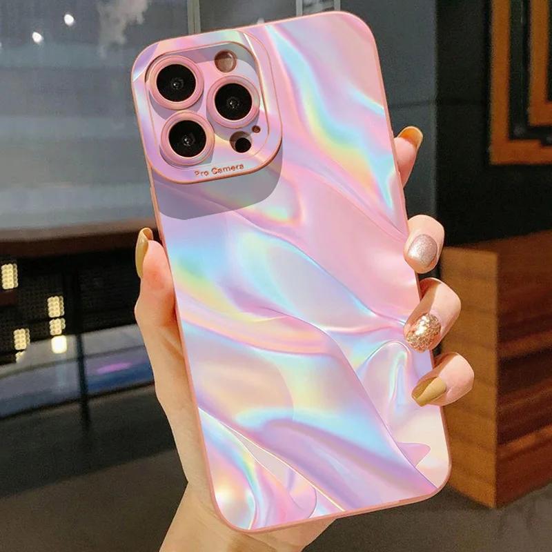 Aurora Gradient Phone Case For iPhone 17 16 Pro Max Air 15 14 Plus 11 12 13 Mini 7 8 SE2 X XS XR Matte Shockproof Silicone Cover