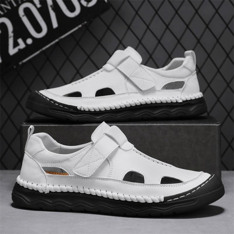 Summer Men's Leather Casual Closed Toe Sandals Casual Sandals for Men Casual Shoes Handmade Leather Shoe