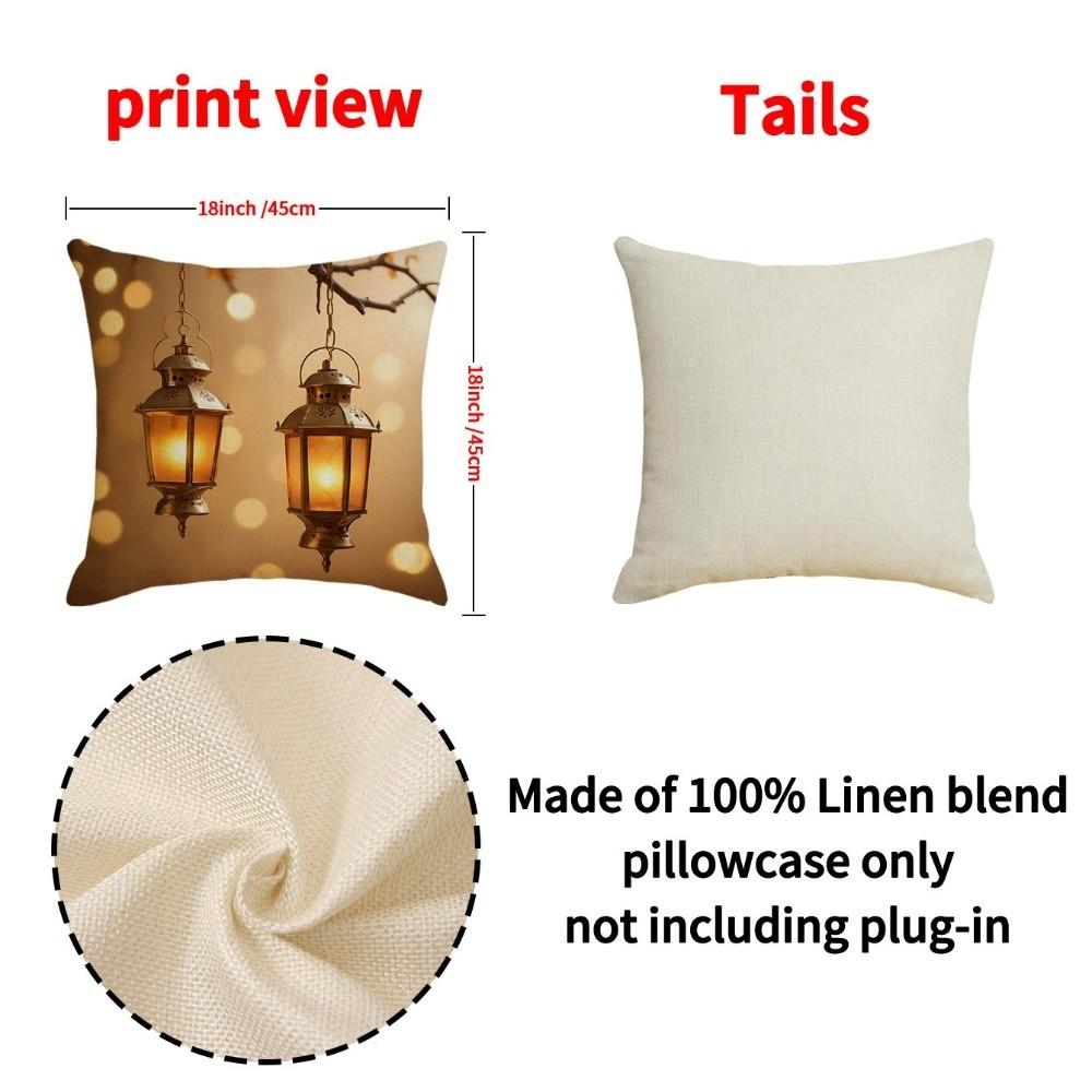 Golden Moon EID Mubarak Pillowcase Decor Oil Lamp Printed Sofa Cushion Cover 45cm Pillow Cover Islamic Party Supplies