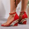 Fashion Wedges Shiny Leather Sandals Open Toe Straps Buckles Solid Women Sandals Summer Shoes Designer Party Casual Shoes New Fashion