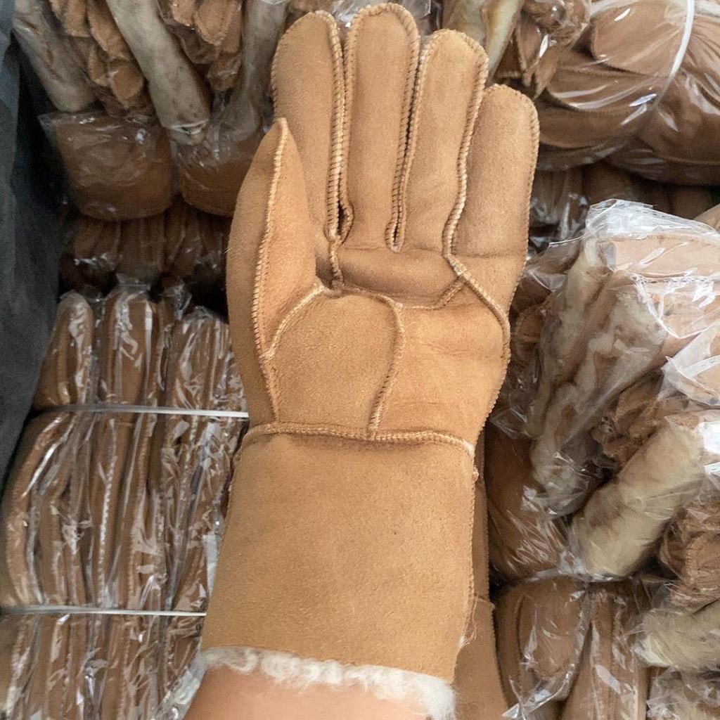 Men's Wool-Lined Sheepskin Winter Gloves - Thick, Warm, Cold-Proof, Ideal for Northeast Outdoor Work