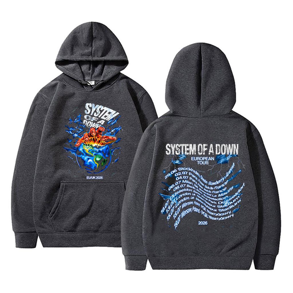 Rock Band System of A Down Tour 2026 Hoodie Men Women Clothing Fashion Oversized Hooded Sweatshirt Male Classic Retro Streetwear