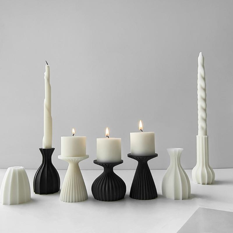Epoxy Candlestick Silicone Mold Candle Base Mould Geometric Candle Holders Molds DIY Ornaments Home Decorations Mould