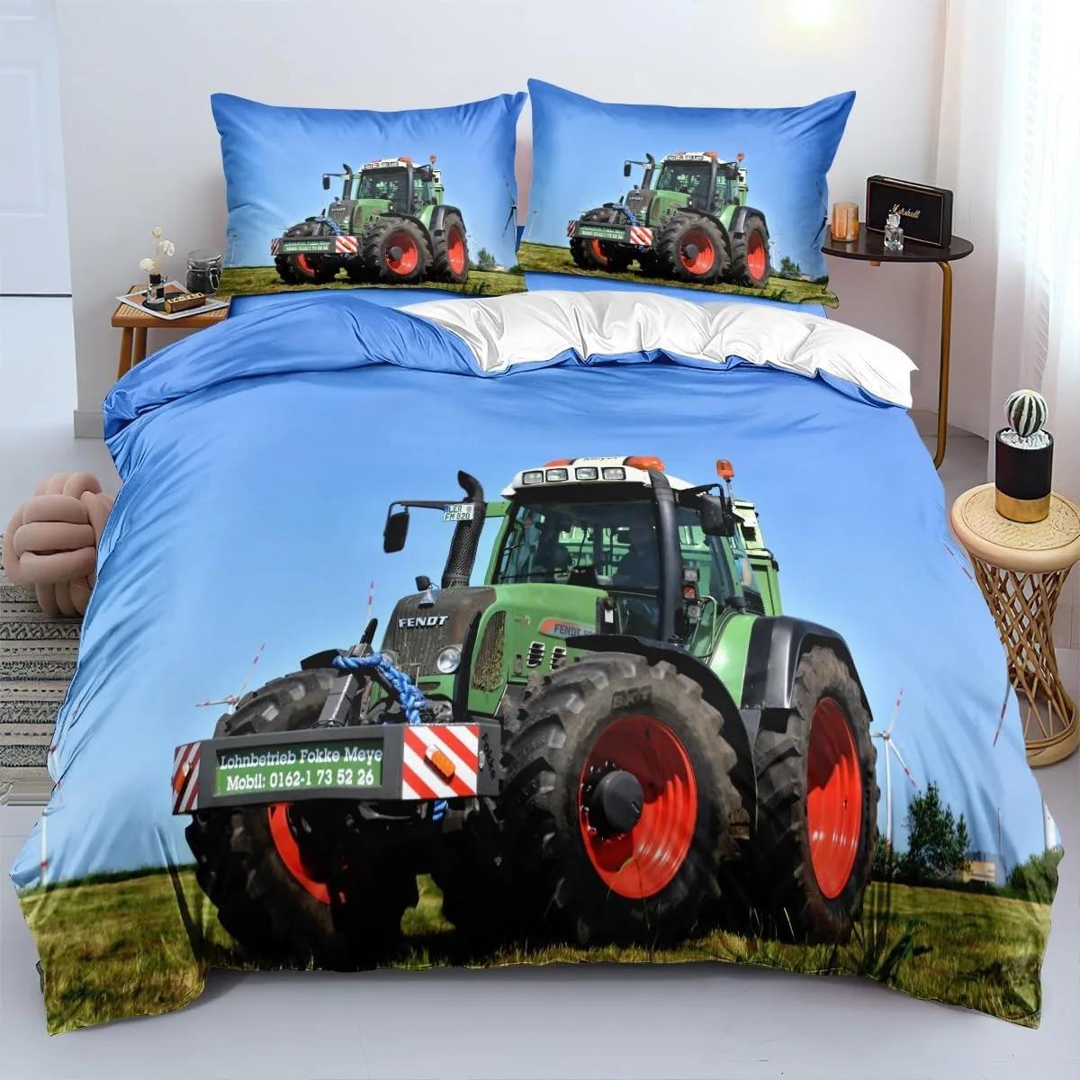 

3D Printing Tractor Bedding Set Boys Tractors Duvet Cover Set with Pillowcase Home Textile Twin Full Queen King Children s Gift 135x200cm-2pcs