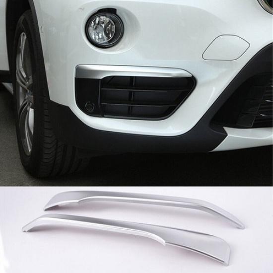 Silver Abs Front Fog Light Lamp Strip Cover For Bmw X1 F48 2016- Accessories