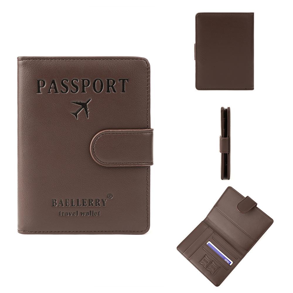 Baellerry Men and Women Pu Leather Short Purse RFID Card Holder Anti-magnetic Passport Holder Simple Snap Button Wallet