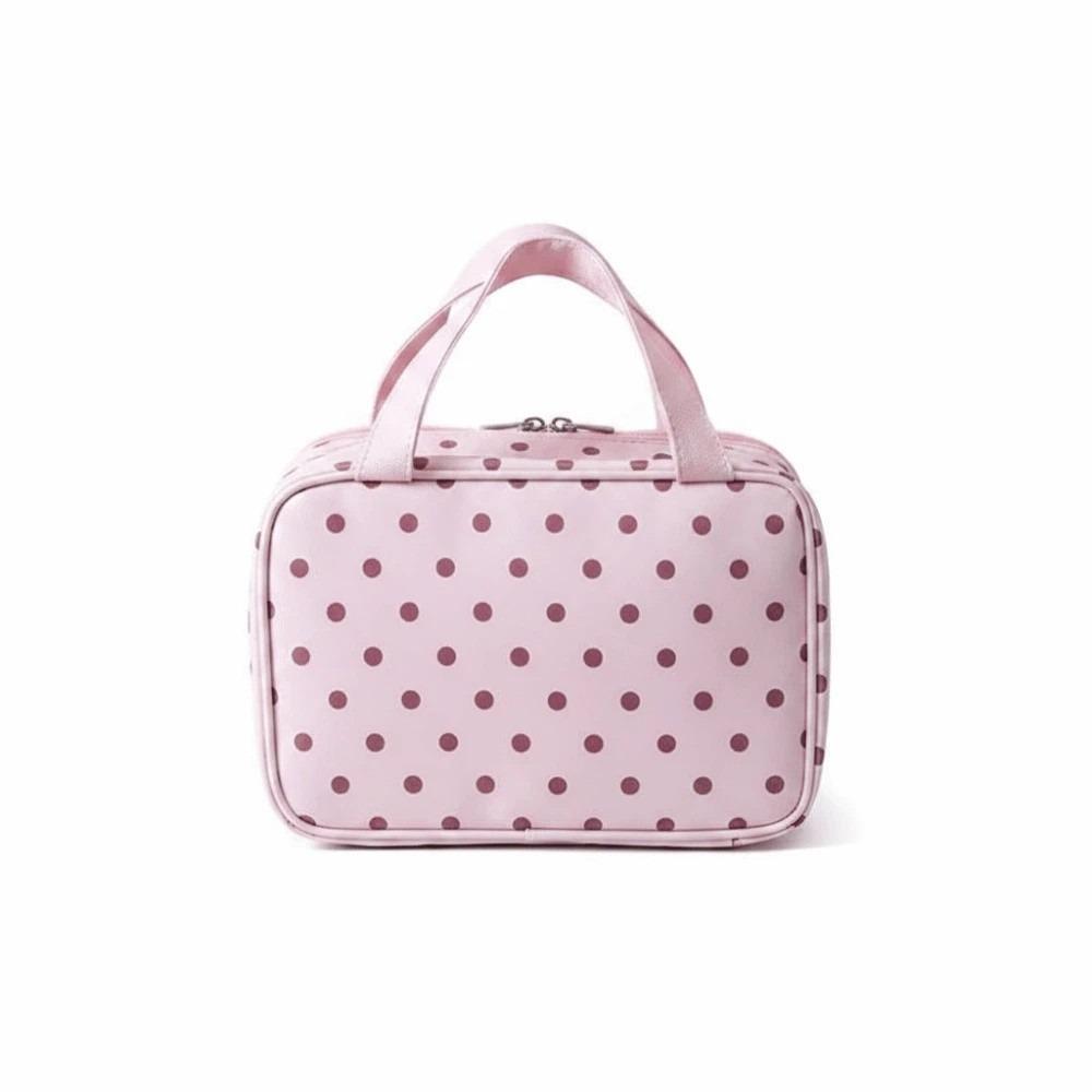 Polka Dot Cosmetic Bag Waterproof Travel Organizer Makeup Pouch Toiletry Case  Makeup Artists розовый