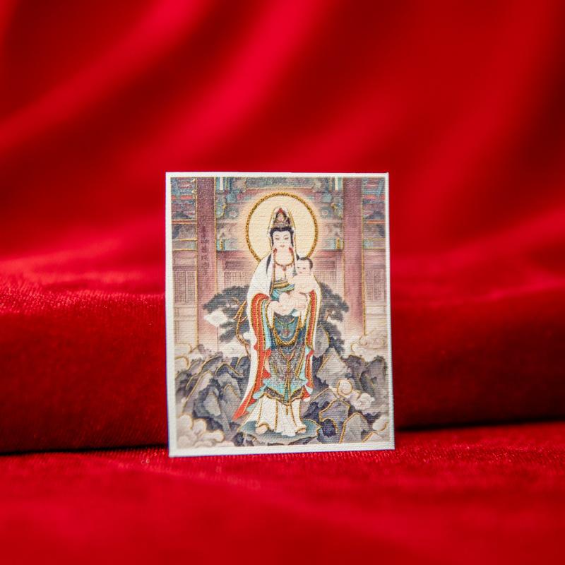 Taoist Buddhist Immortal Gold-Painted Thangka Canvas: Ksitigarbha, Lao Jun, Guanyin