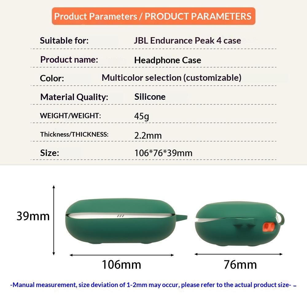 For JBL Endurance Peak 4 Silicone Case Wireless Earbuds Protective Cover with Anti-Lost Buckle