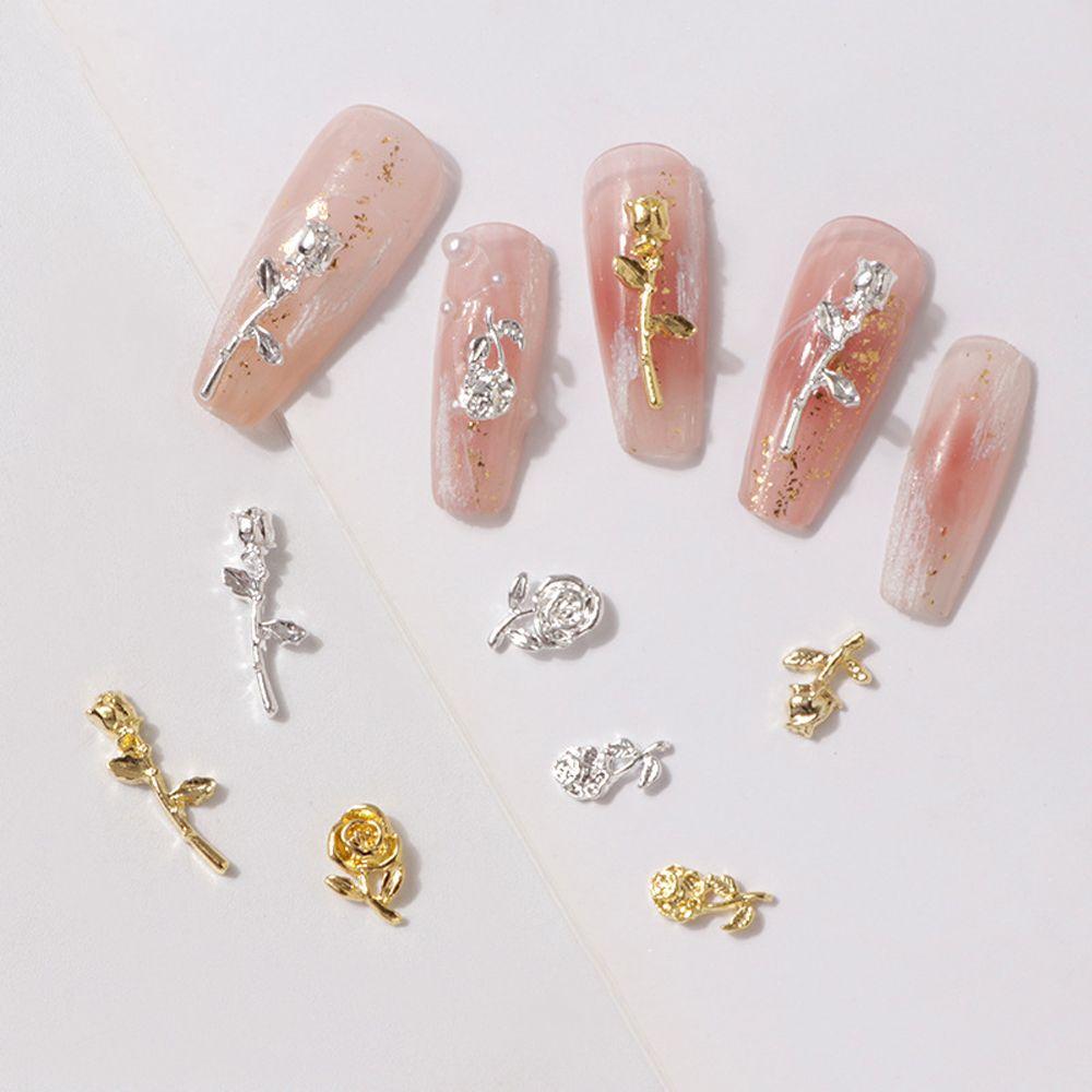 

Gold Rose Nail Charm Rose Nail Art Decorations Nail Flowers Decoration 3D Manicure Accessoires #07