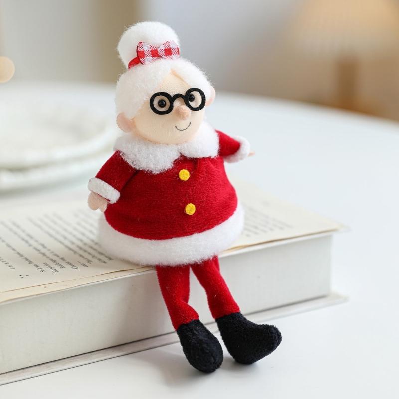 Santa And Snowman Sitting Plush Dolls Christmas Decorative Ornament For Home Office Party Gift