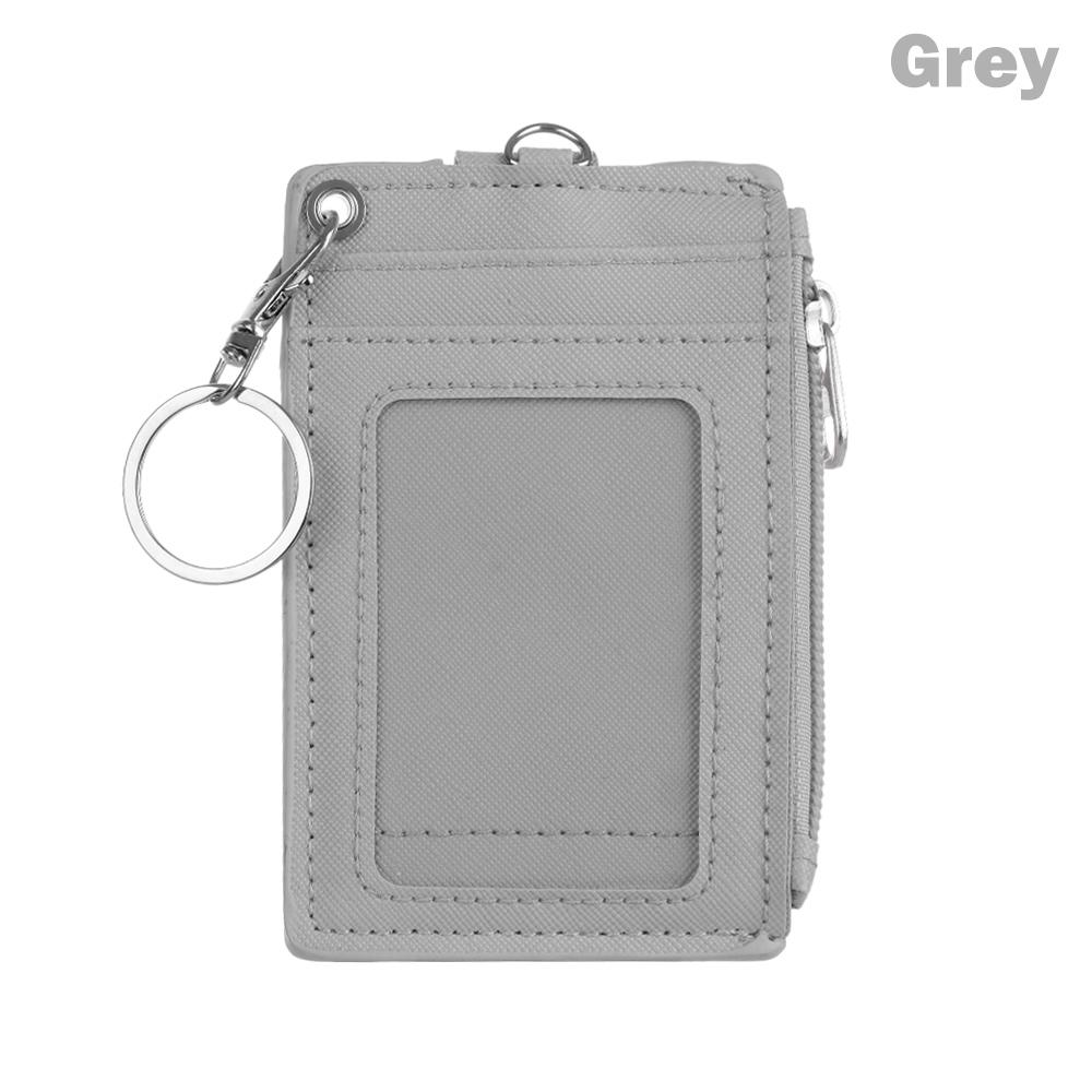 Fashion PU Leather Business ID Card Credit Badge Holder Women Girls Coin Purse Wallet Keychain Portable Mini Wallet with Keyring