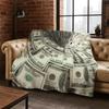 Cartoon Dollar Euro Money Rich Flannel Blanket Soft Warm Throw Blanket for Bedroom Living Room Bed Travel Camping Picnic Gift