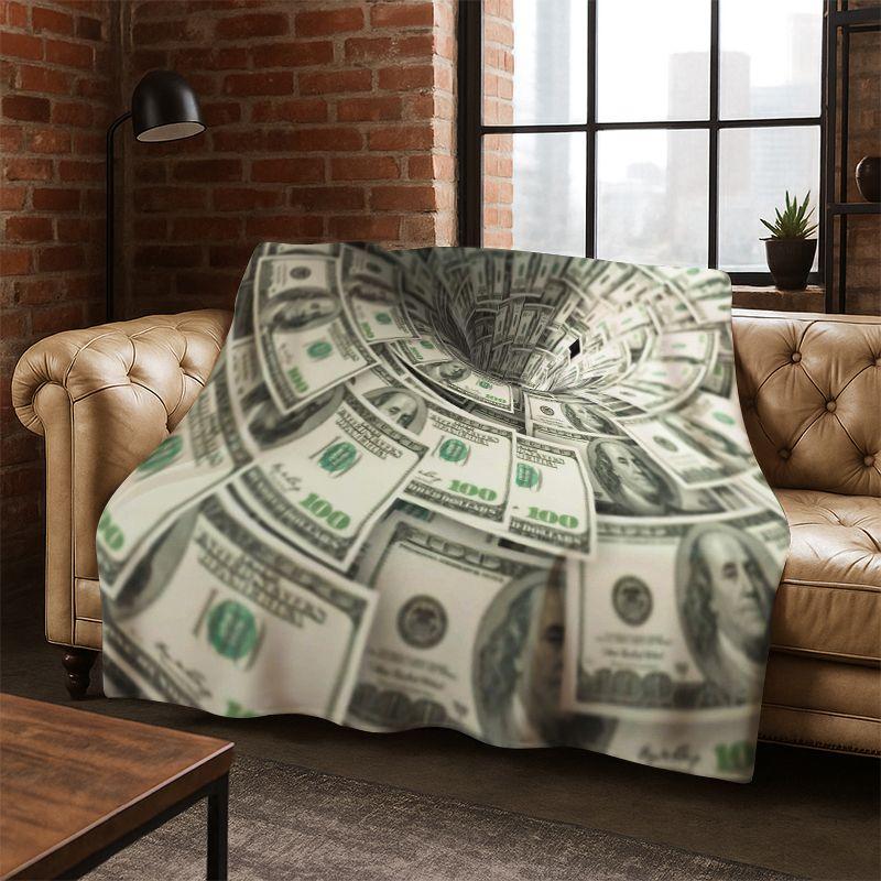 Cartoon Dollar Euro Money Rich Flannel Blanket Soft Warm Throw Blanket for Bedroom Living Room Bed Travel Camping Picnic Gift