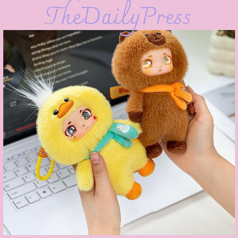 Plush Cartoon Capybara Toys Keychain Silicone Face Children Playroom Doll Decor