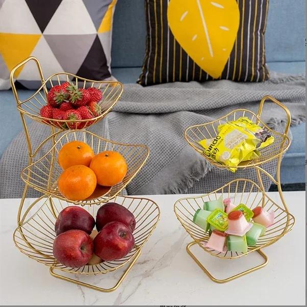 3-Tier Metal Fruit Vegetable Storage Rack Countertop Basket Organizer for Snacks Kitchen