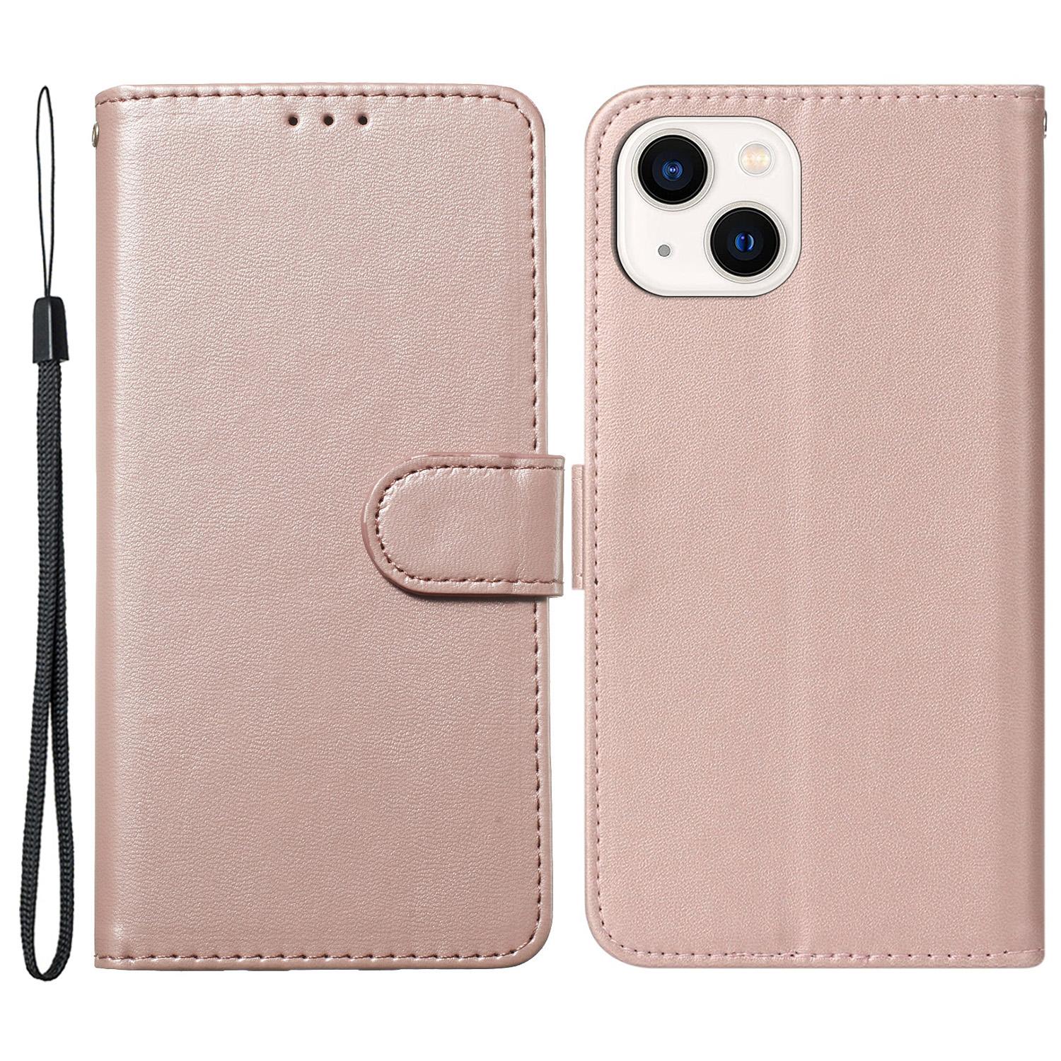 

Для iPhone 15 Противоударный Однотонный Кожаный Чехол-кошелек из ПУ Складная Подставка Чехол для телефона Rose Gold