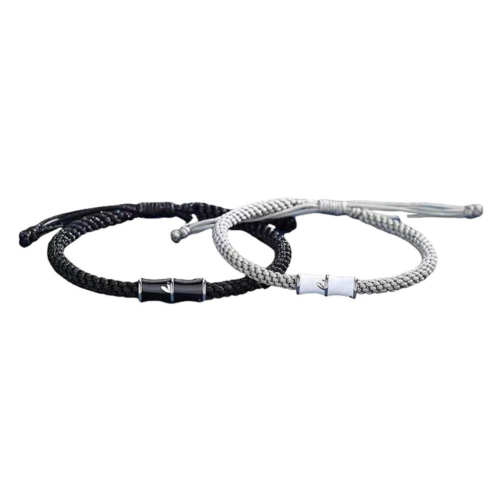 Unique Bamboo Patterned Couple Bracelets Braided Wrist Rope Accessory for Lovers Seeking Meaningful Accessories